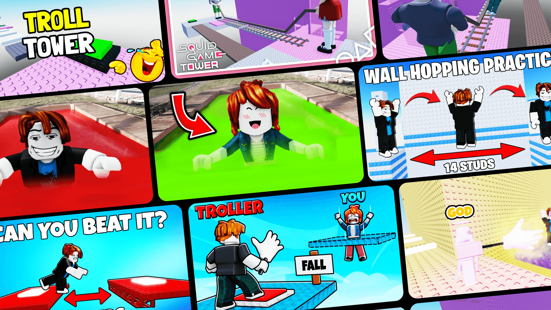 Roblox style games collage background